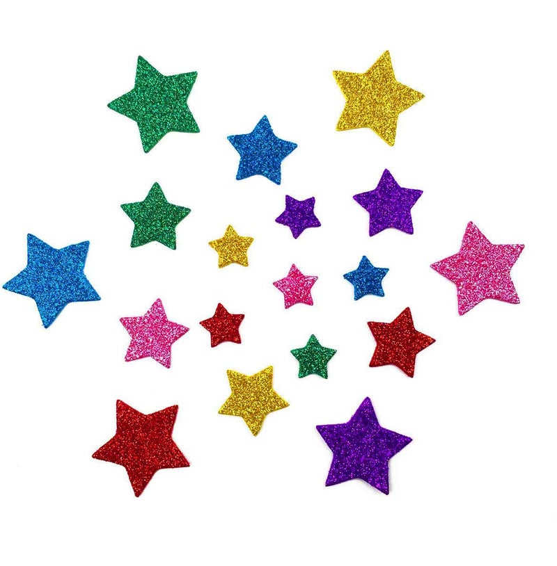 Hyamass 6 Packs (Approx 300pcs) Glitter Stickers for Crafts - Colorful Self-Adhesive Star Foam Stickers, Arts & Crafts Supplies for Greeting Cards, Home Decor with Assorted Sizes (Star) - Image 3